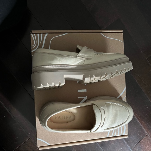 Portland Leather Company Patina Zoe Chunky Sole Leather Loafer in Bone color - Picture 3 of 6